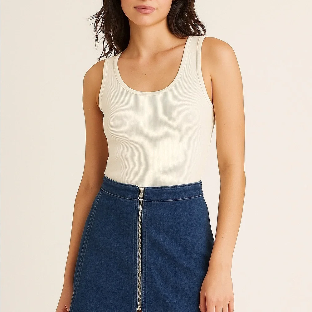 Free People Denim Zip Front Mini Skirt 2 - Picture 1 of 6